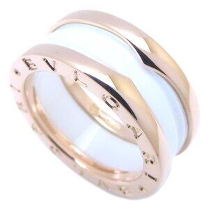 BVLGARI B.zero1 Ring, 3-Band, Small, #50, B.zero1, 18K Gold and White Ceramic...